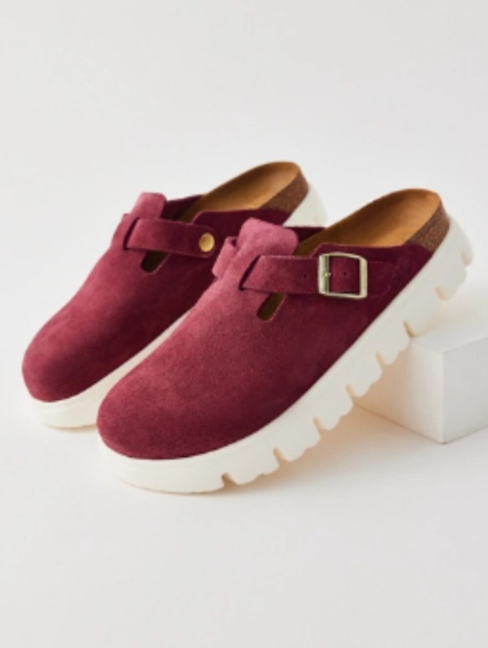 Birkenstock Wine Burgundy Suede Clogs Eu37